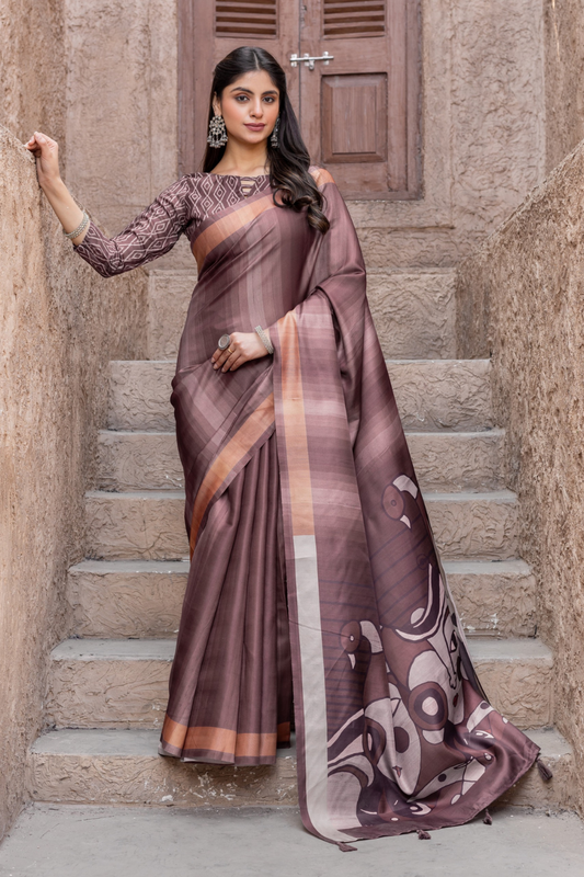 Chitralekha Tussar Satin printed Saree