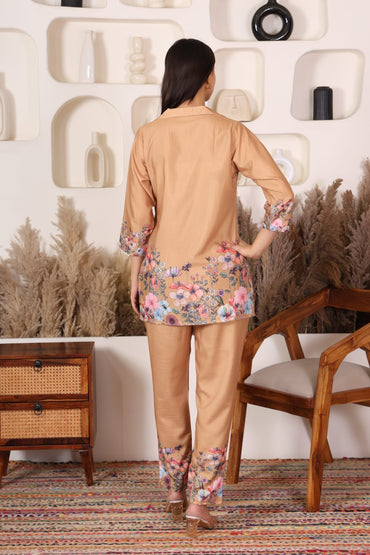 Beige Floral Embroidered Co-ord Set – Summer Bloom Edition