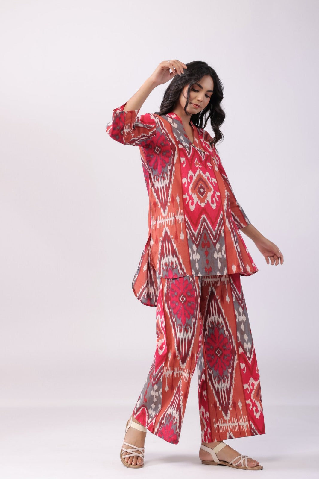 Elegant Magenta Base Motif print Co Ord Set