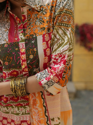 Beautiful Vine maroon Based Vibrant Print  Co Ord Set