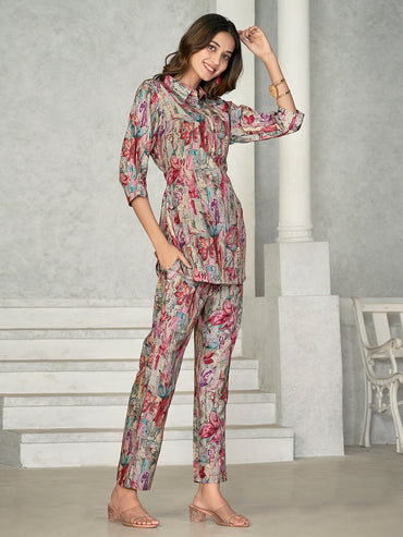 Awesome Magenta red Muslin Co Ord Set