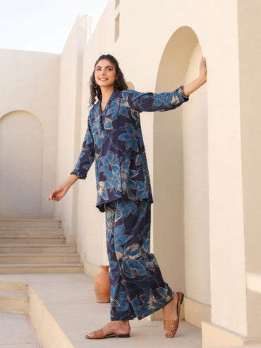 Chromatic Blue Cotton Co Ord Set