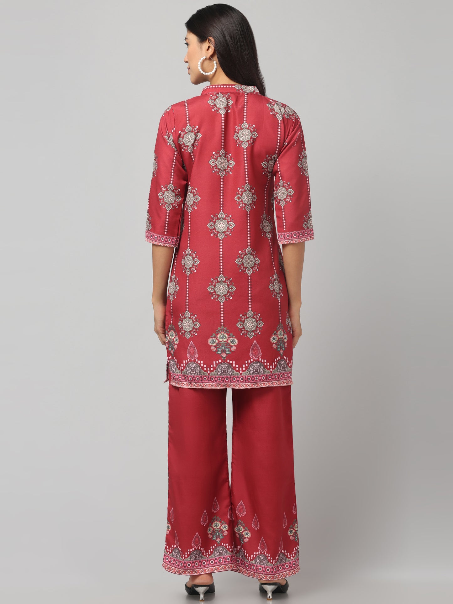 Aesthetic Red With Embroidery Print Co Ord Set