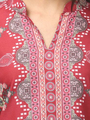 Aesthetic Red With Embroidery Print Co Ord Set