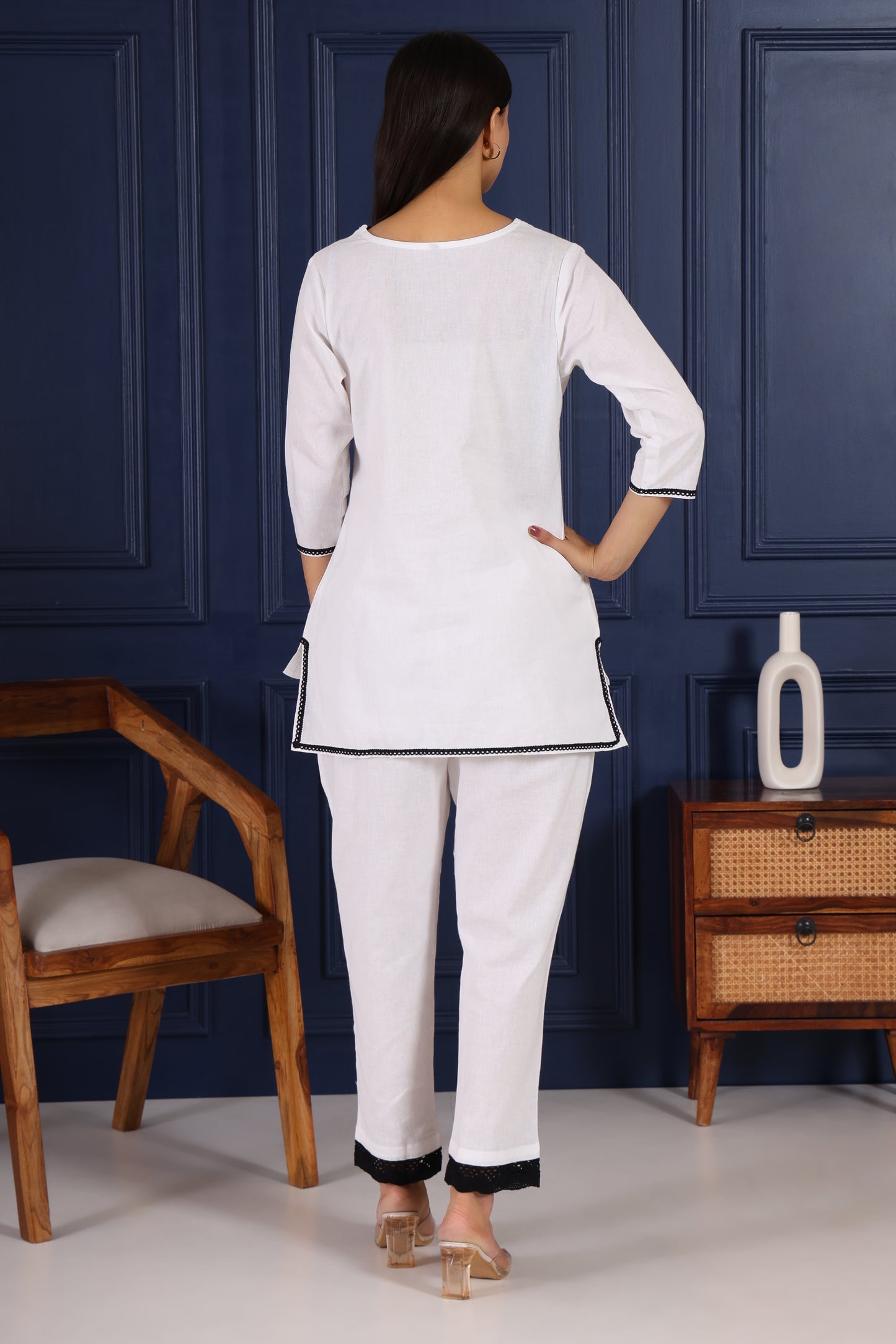 Graceful White With Lace Embroidery Co-Ord Set