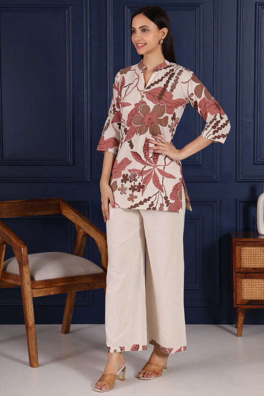 Beautiful Off White with Magenta Print Co-ord Set – Pure Cotton Comfort