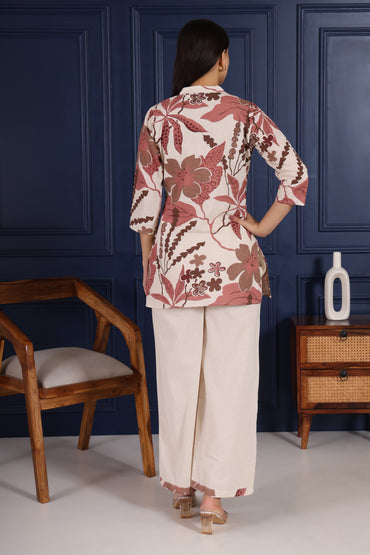 Beautiful Off White with Magenta Print Co-ord Set – Pure Cotton Comfort