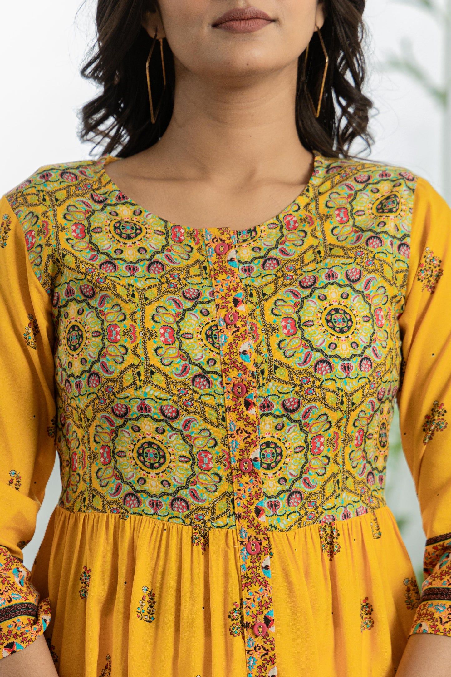 Hosita Mustard and Mint Green Cotton Tunic Combo