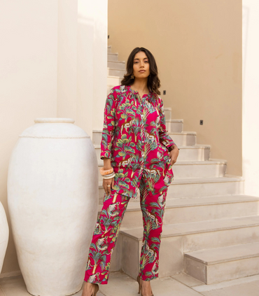 Beautiful Flower Drift Red printed Co Ord Set