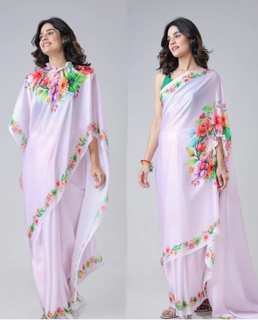 Hosita Blooming Multi-Color Floral Freehand Saree