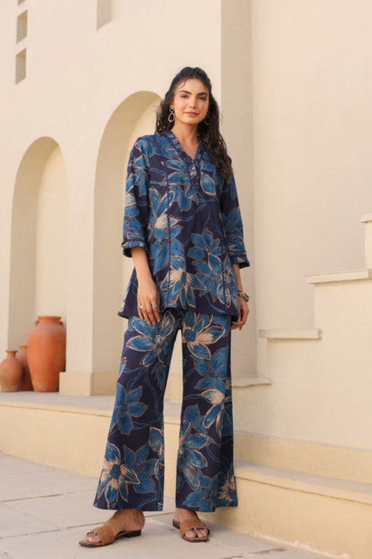 Chromatic Blue Cotton Co Ord Set