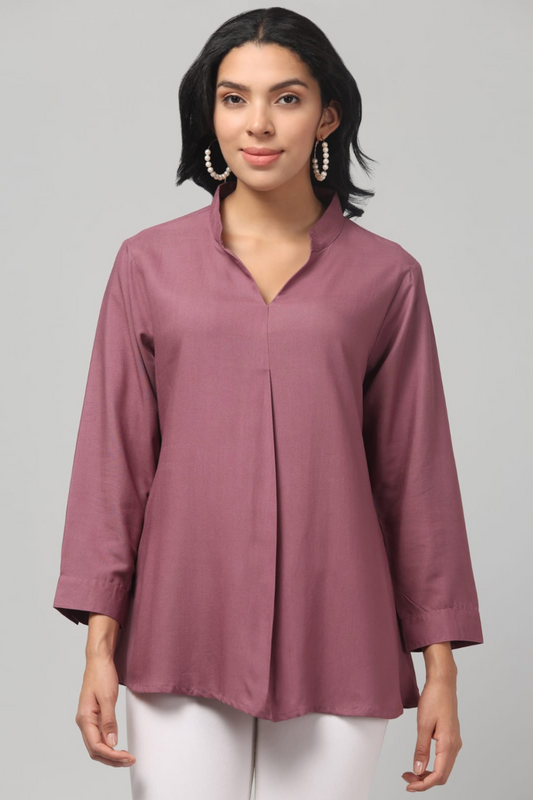 Light Purple Rayon Pleated Top
