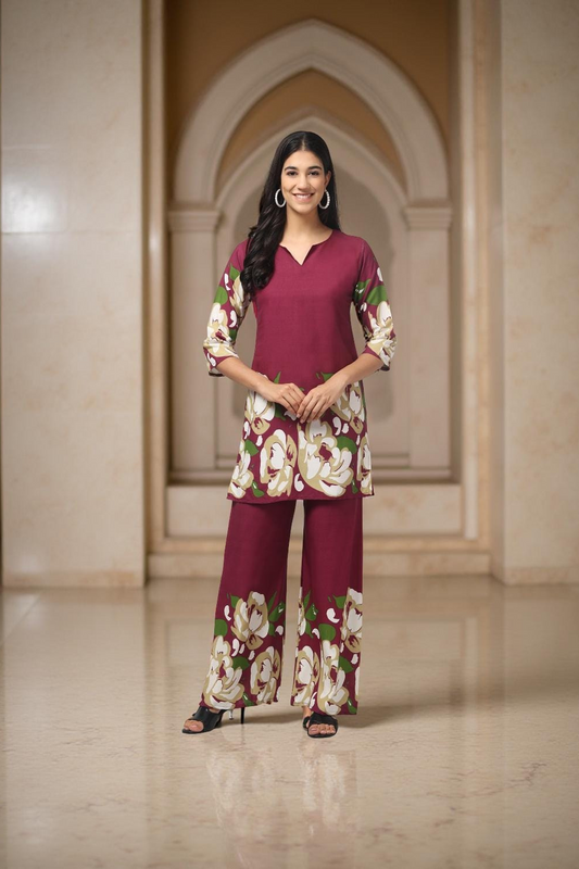 Cavern Violet Printed Cotton Co-Ord Set