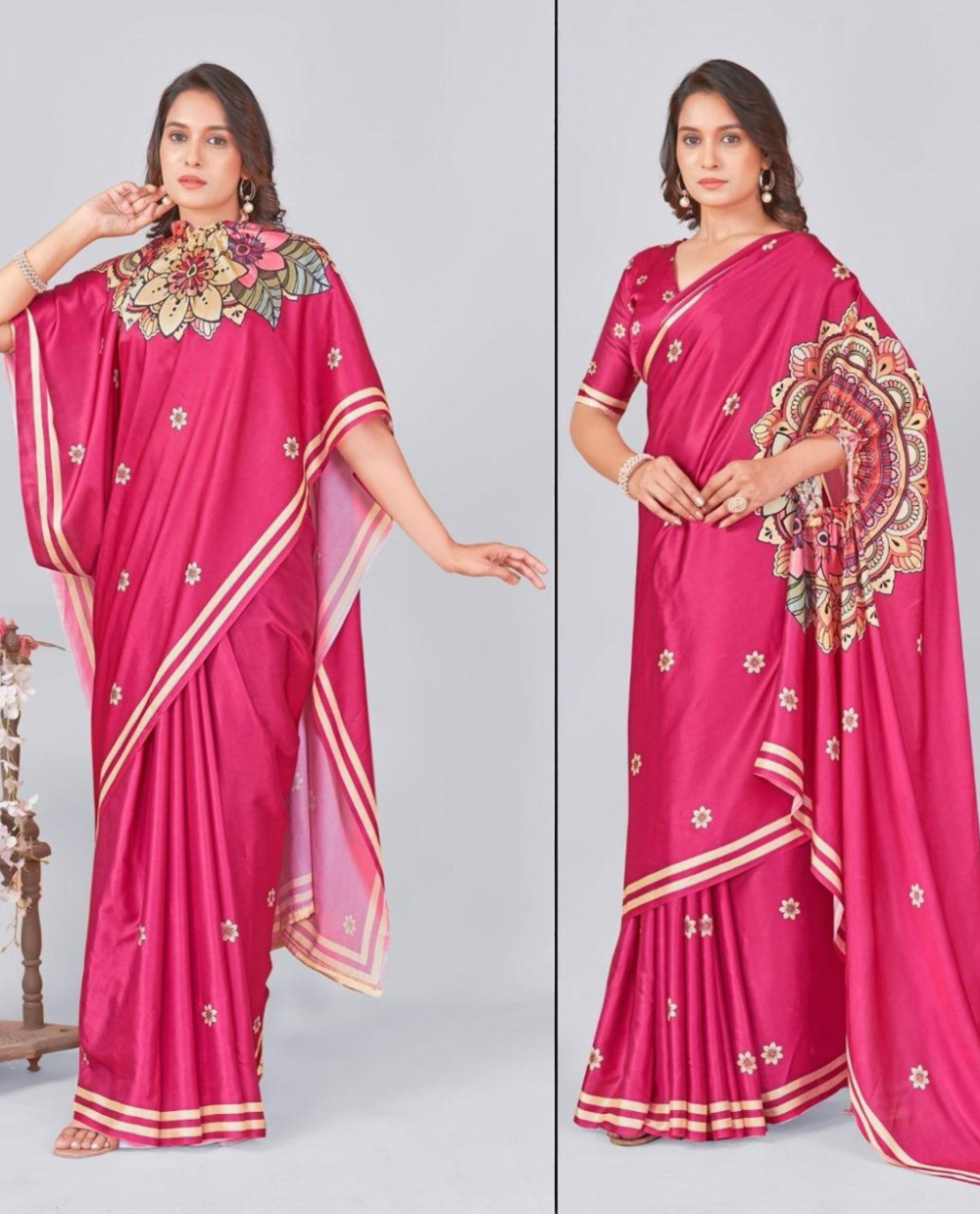 Hosita Magical Magenta Designer Handsfree Saree