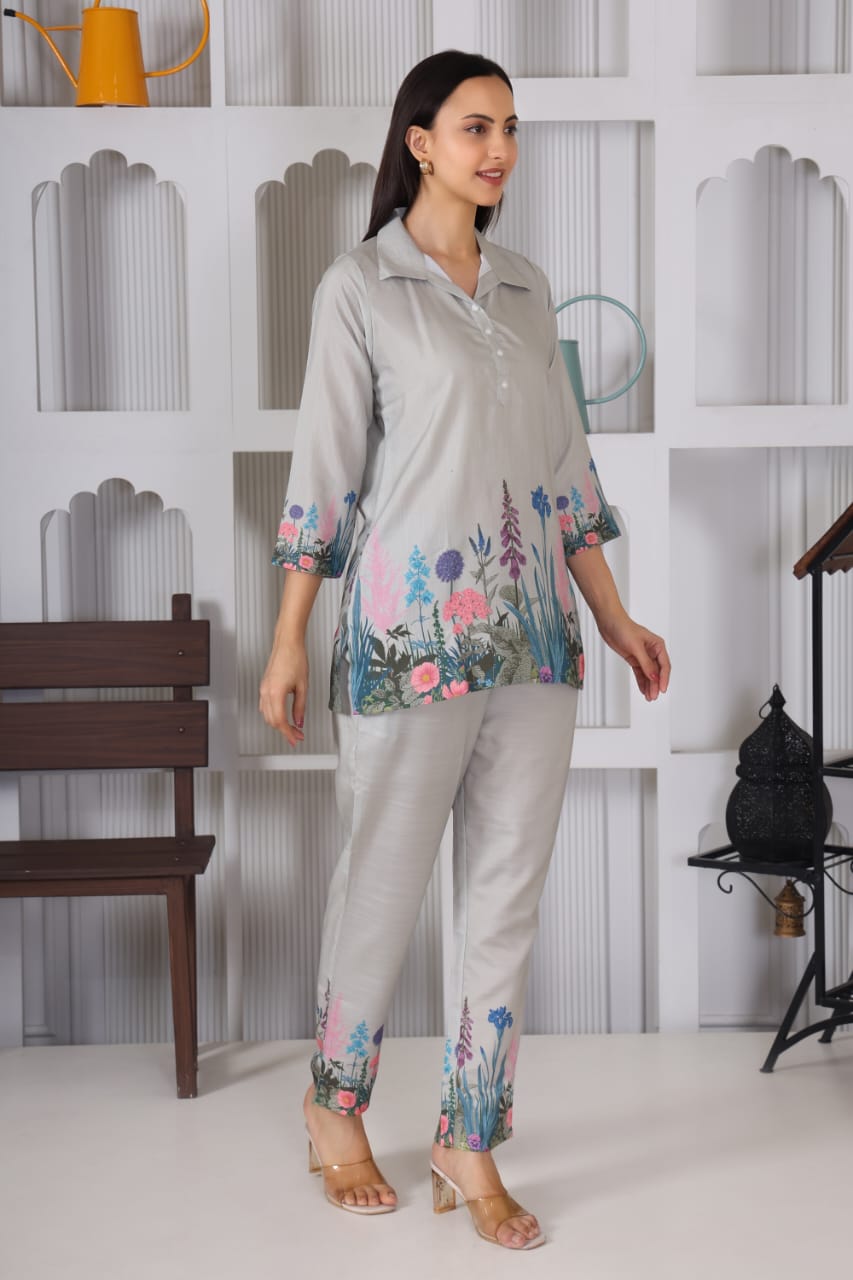Pista Green Floral Embroidered Co-ord Set – Summer Bloom Edition