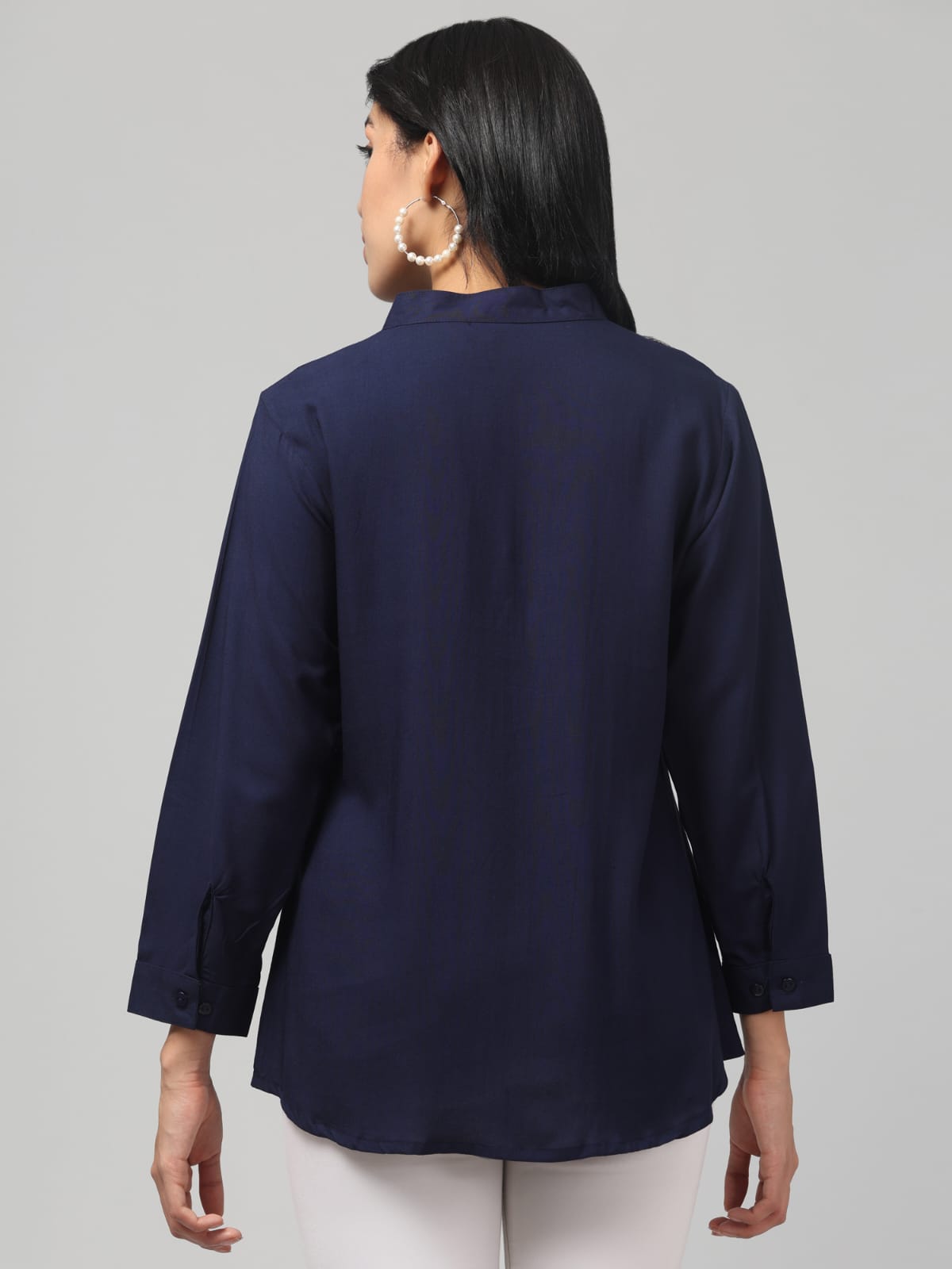 Royal Blue Rayon Pleated Top