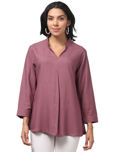 Light Purple Rayon Pleated Top