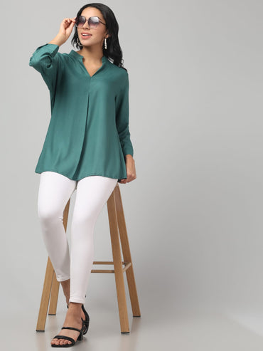 Jade Green Rayon Pleated Top