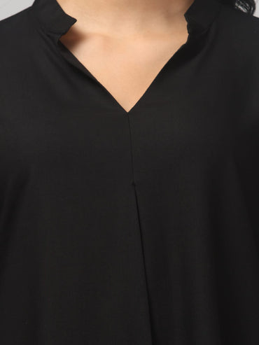 Magic Black Rayon Pleated Top