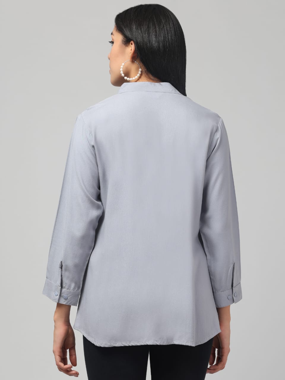 Light Grey Rayon Pleated Top