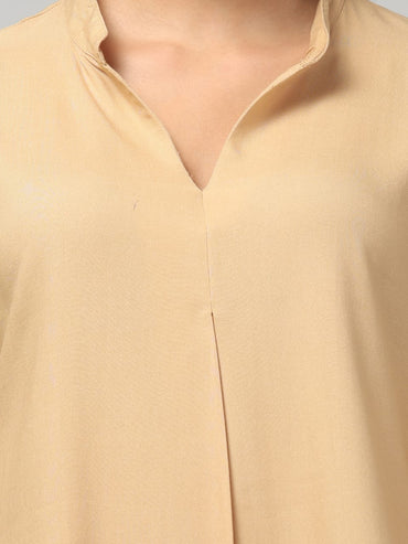 Caramel Rayon Pleated Top