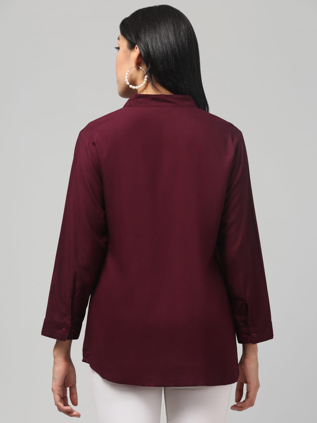 Dark Purple Rayon Pleated Top