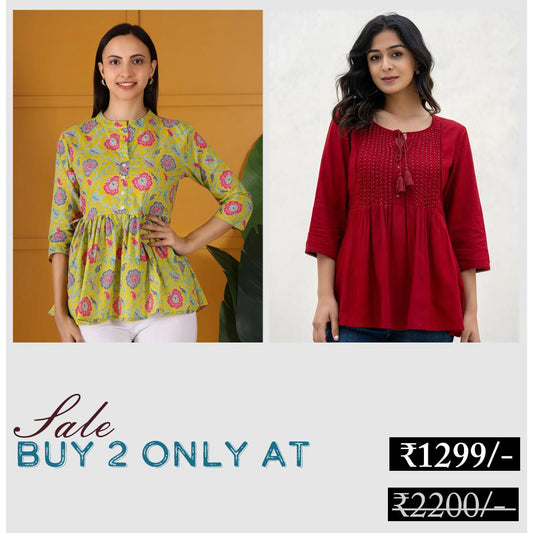 Hosita Mustard and Rust Maroon Tunic Combo