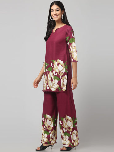 Cavern Violet Printed Cotton Co-Ord Set