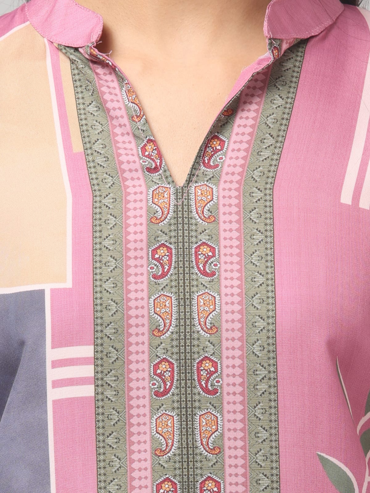 Aesthetic Pink With Embroidery Print Co Ord Set