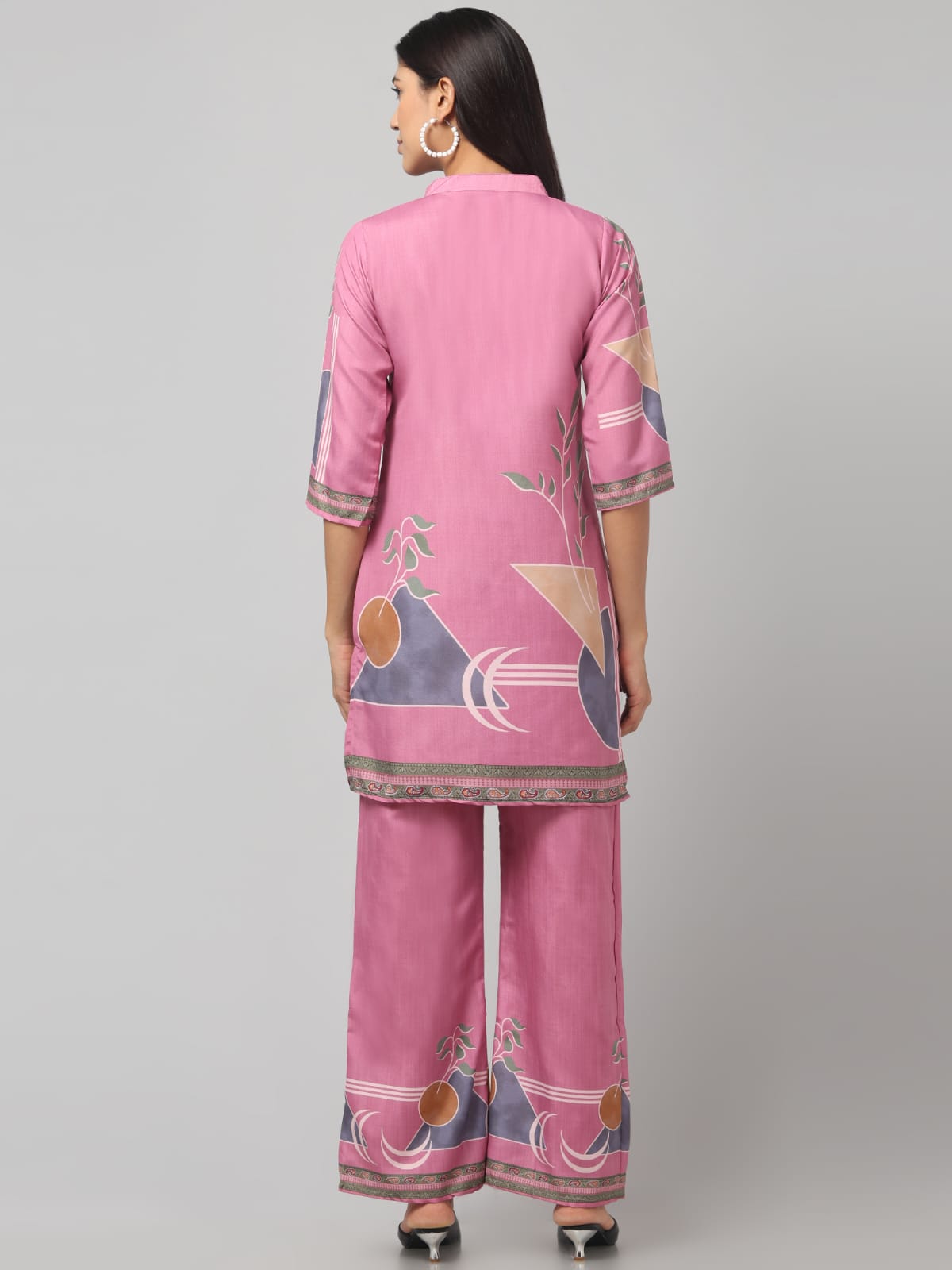 Aesthetic Pink With Embroidery Print Co Ord Set