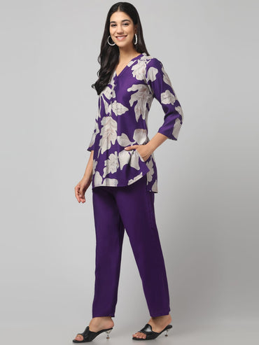 Beautiful Violet Printed Co Ord Set