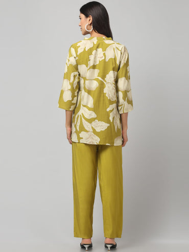 Light Green Floral Printed Co Ord Set