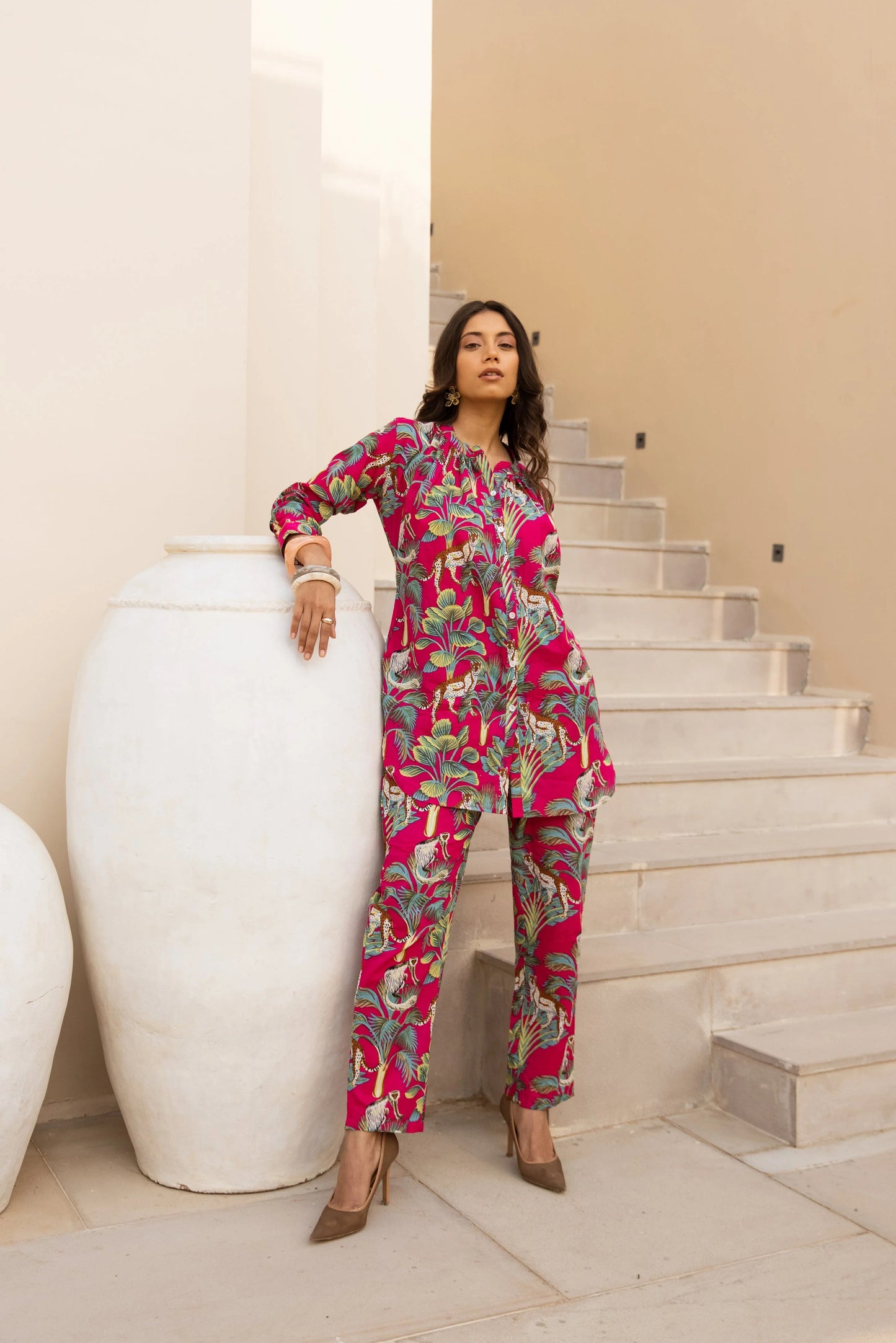 Beautiful Flower Drift Red printed Co Ord Set