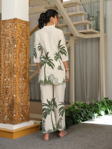 Aesthetic Jungle Green Theme Cotton Flex Co Ord Set