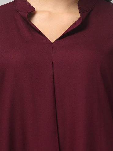 Hosita Royal, Ice Blue and Purple Rayon Pleated Top