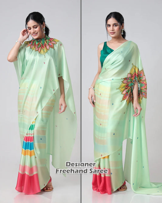 Hosita Social Media Icon Mandalaa Stripes Freehand Designer Saree
