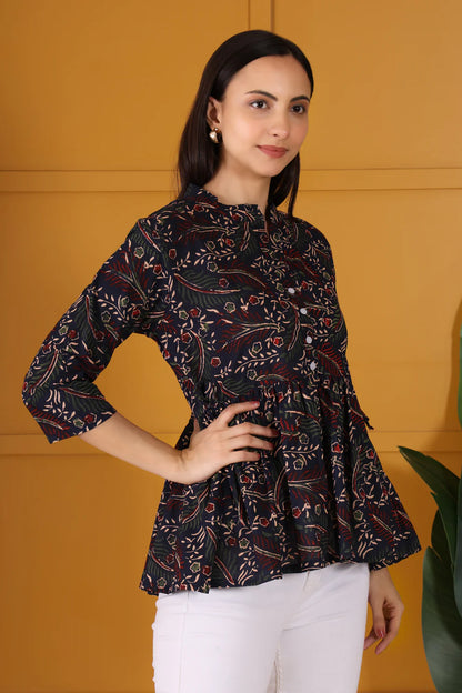Hosita Lime Green and Black cotton Tunic Combo