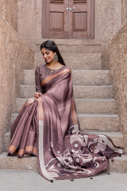 Chitralekha Tussar Satin printed Saree