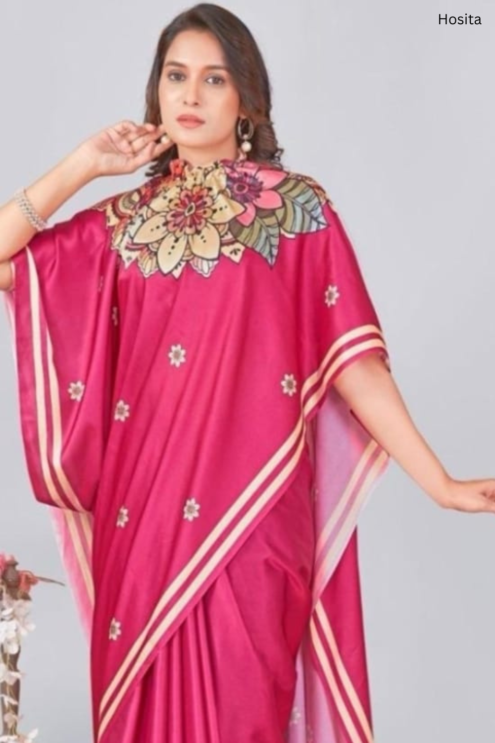 Hosita Magical Magenta Designer Handsfree Saree