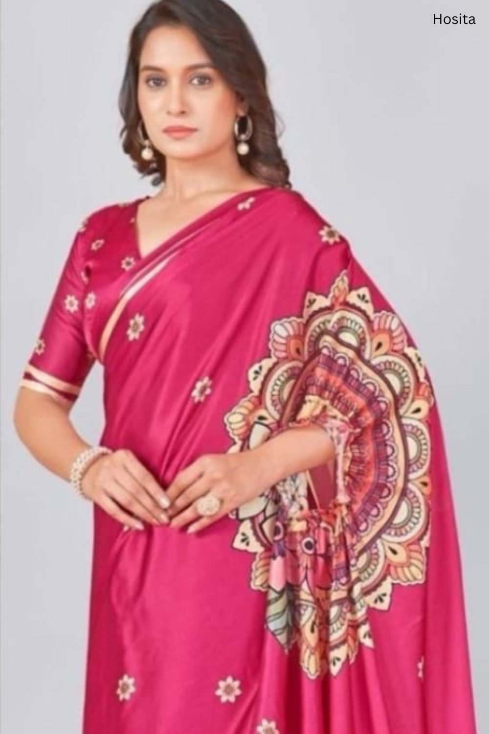 Hosita Magical Magenta Designer Handsfree Saree