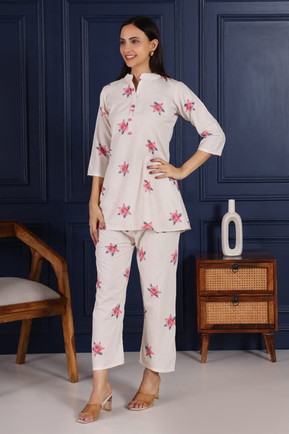 Blush Rose Cotton Co-ord Set – Soft Bloom Edition