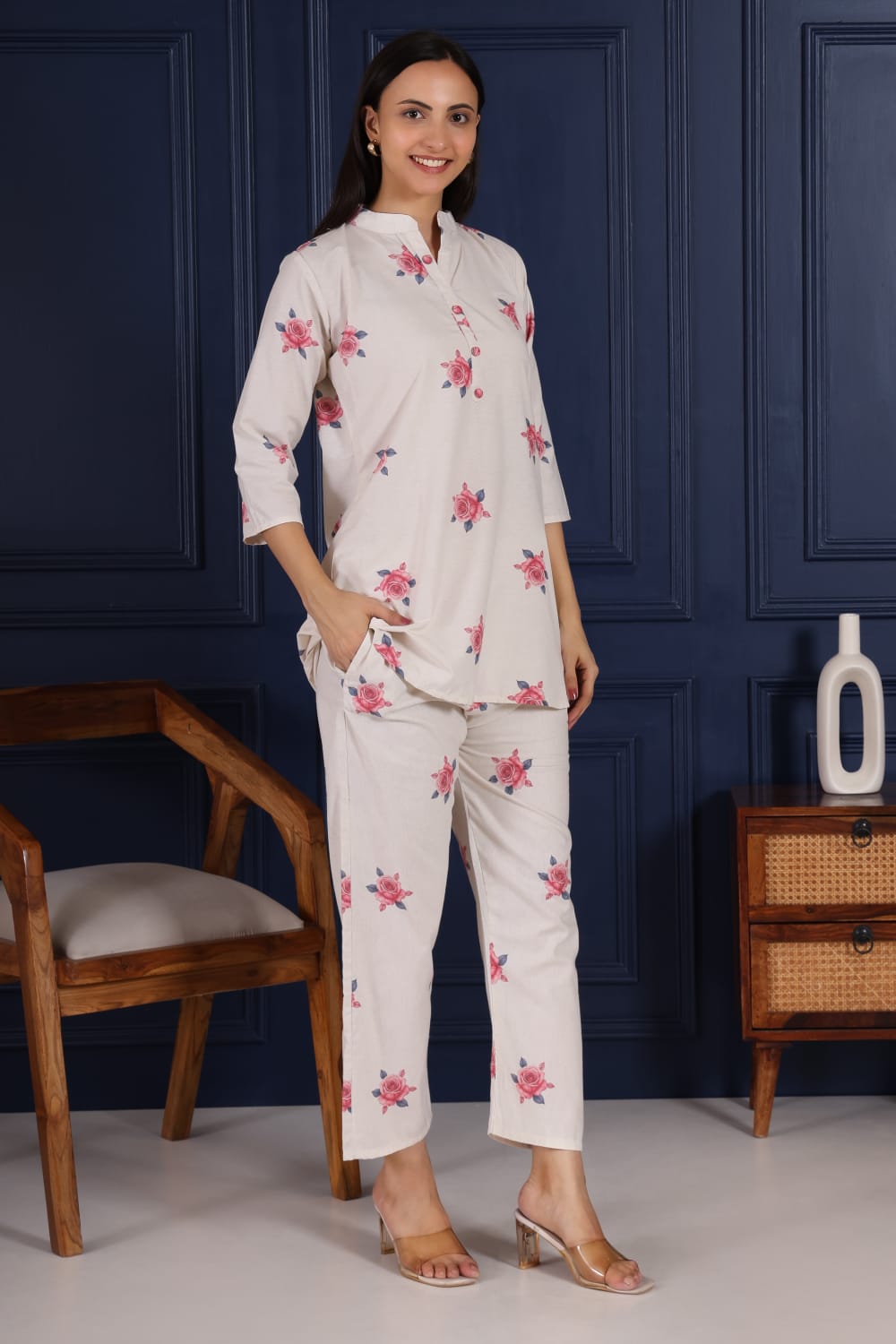 Blush Rose Cotton Co-ord Set – Soft Bloom Edition