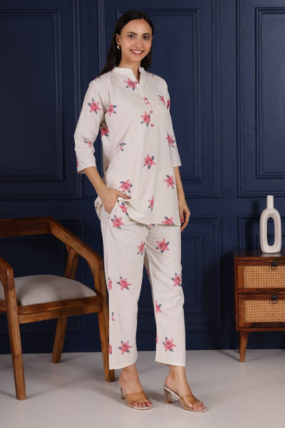 Blush Rose Cotton Co-ord Set – Soft Bloom Edition