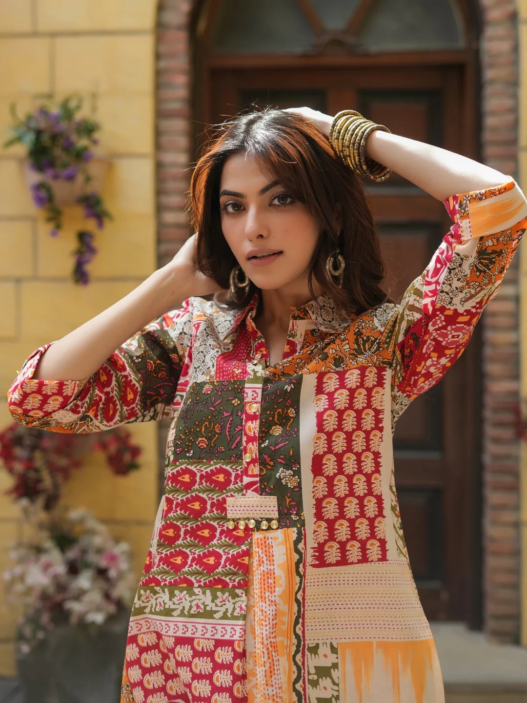 Beautiful Vine maroon Based Vibrant Print  Co Ord Set