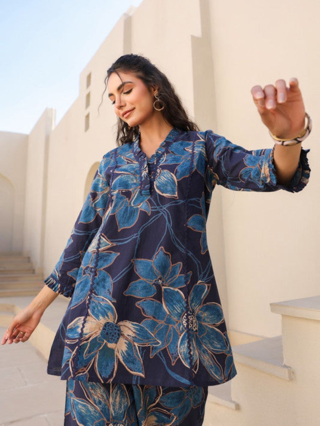 Chromatic Blue Cotton Co Ord Set
