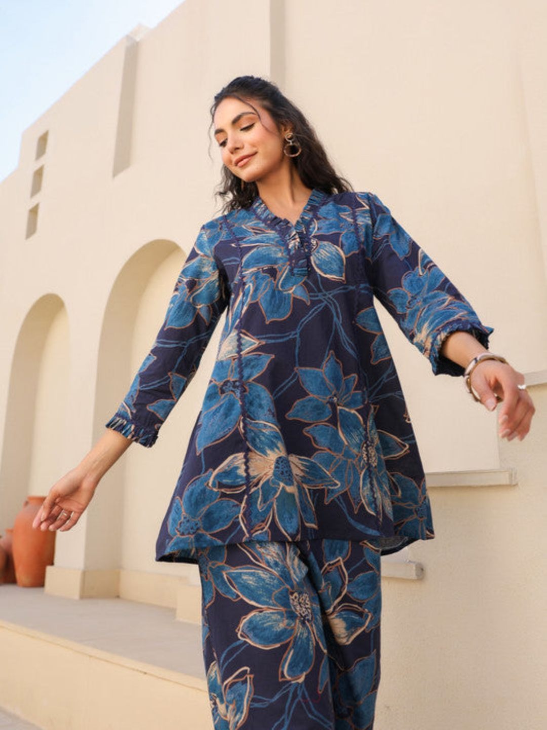 Chromatic Blue Cotton Co Ord Set