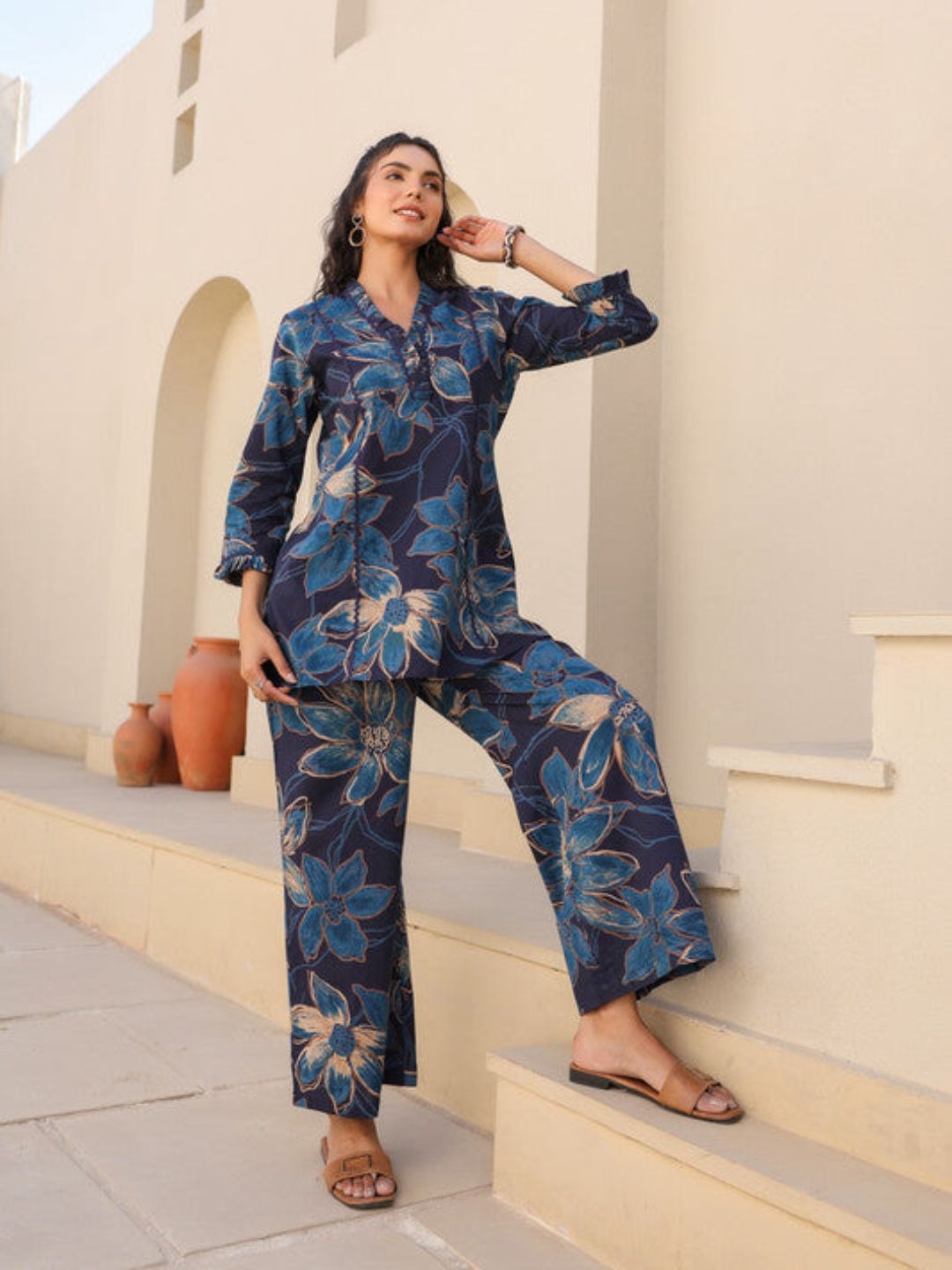 Chromatic Blue Cotton Co Ord Set