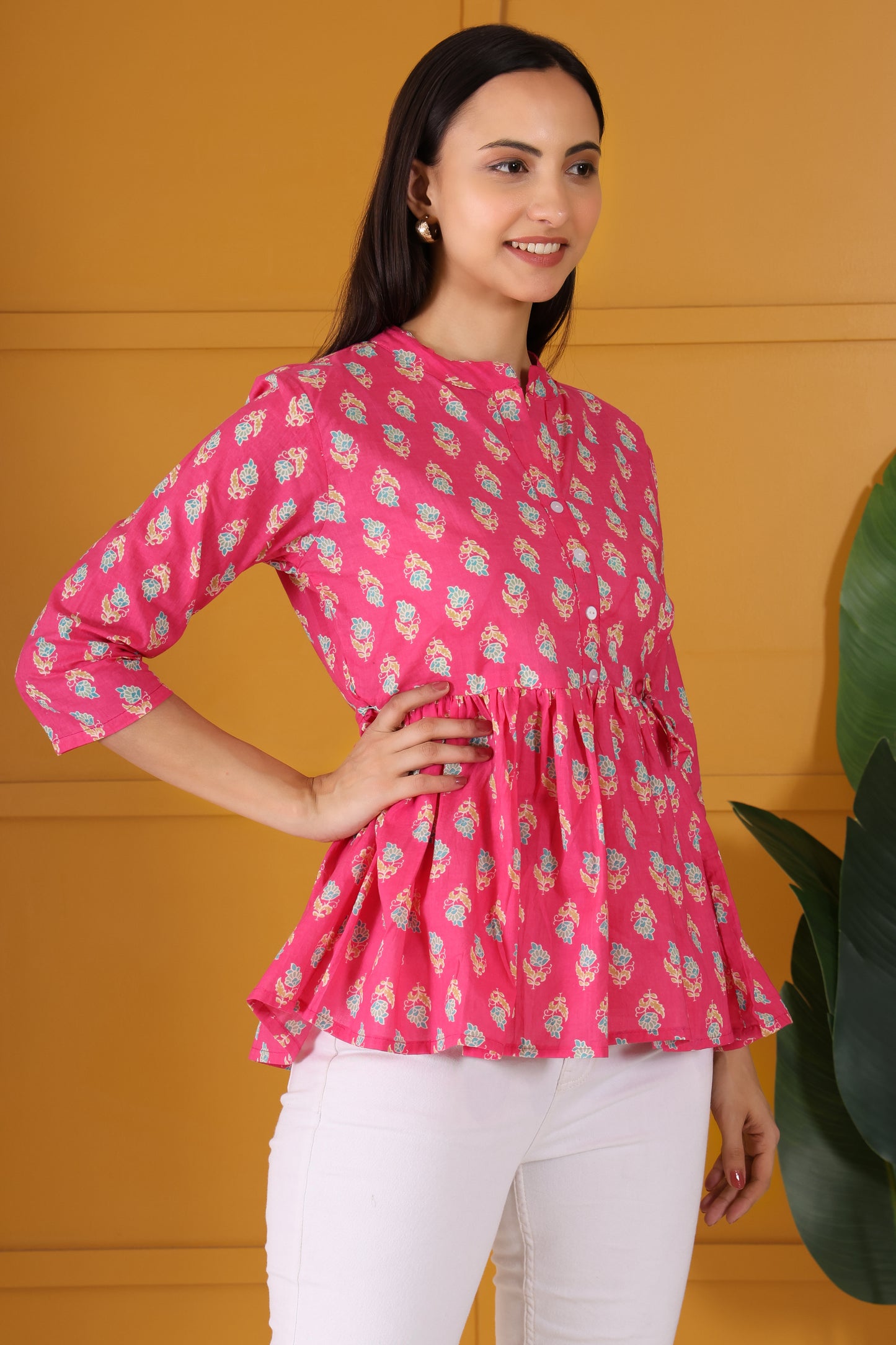 Hosita Magenta Red Printed Cotton Tunic