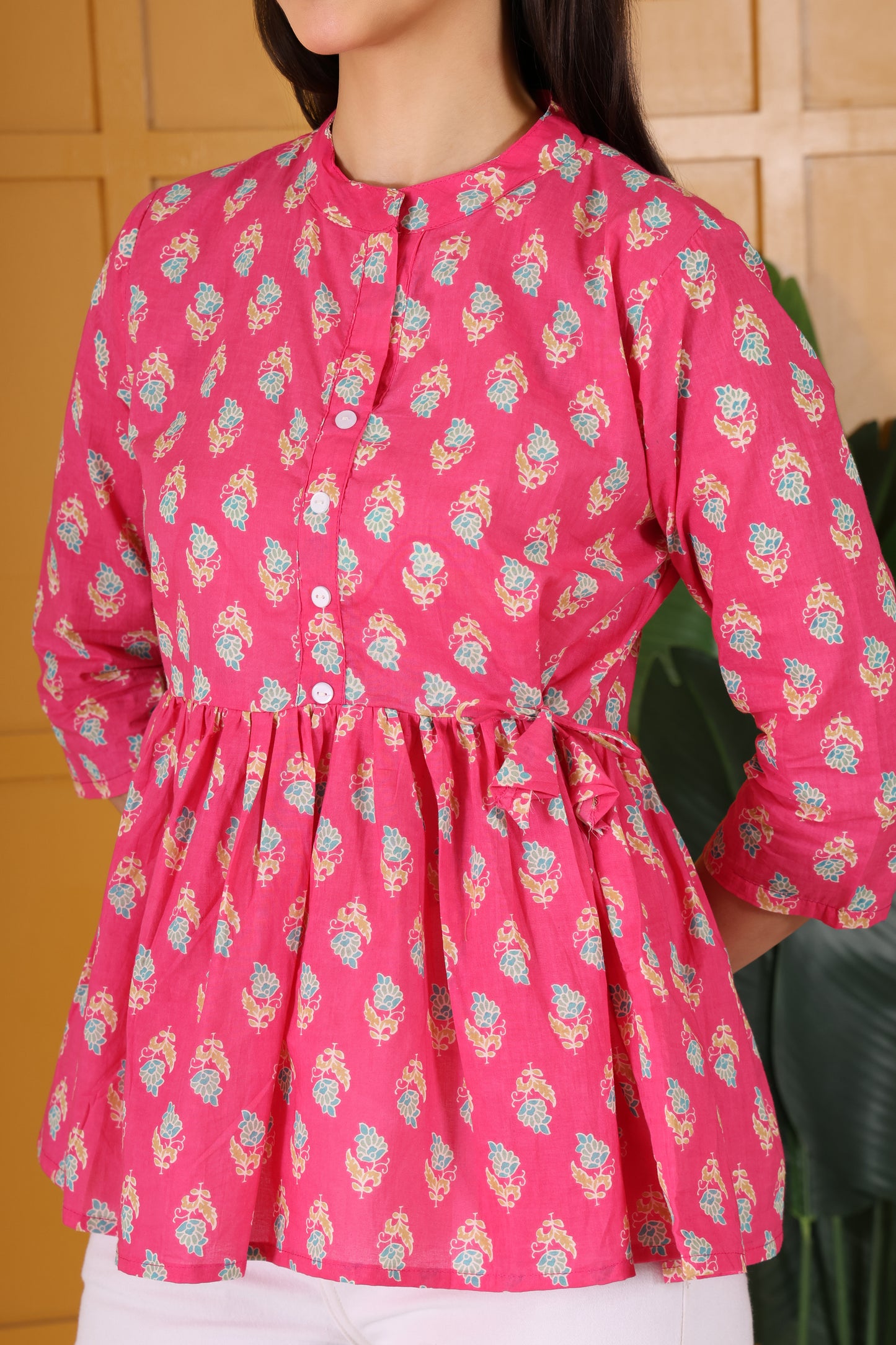 Hosita Magenta Red Printed Cotton Tunic