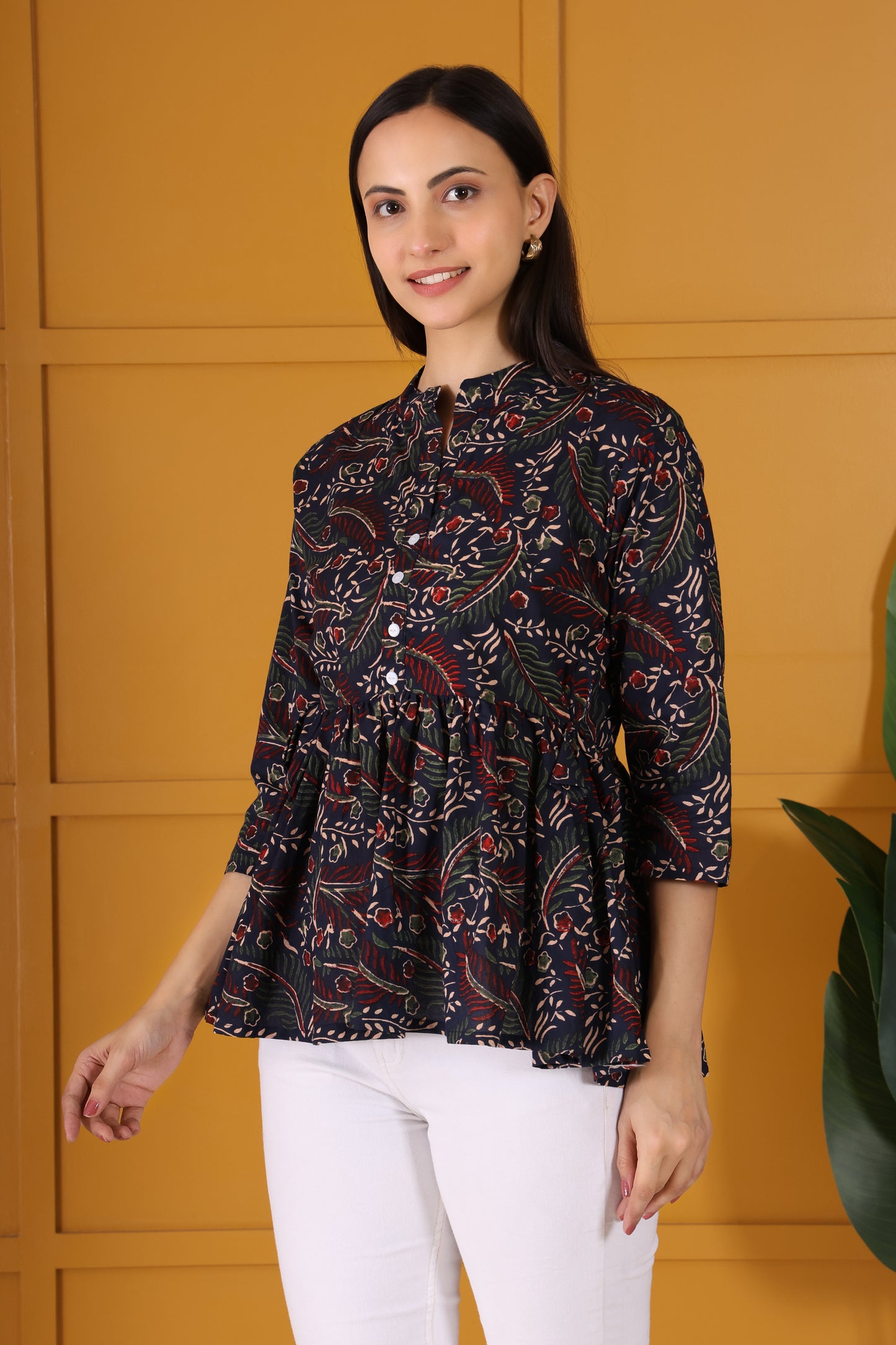 Hosita Balck green Printed Cotton Tunic